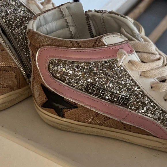 Golden Goose Glitter High-Top Sneakers - Gray, Pink, Silver - Picture 9 of 9